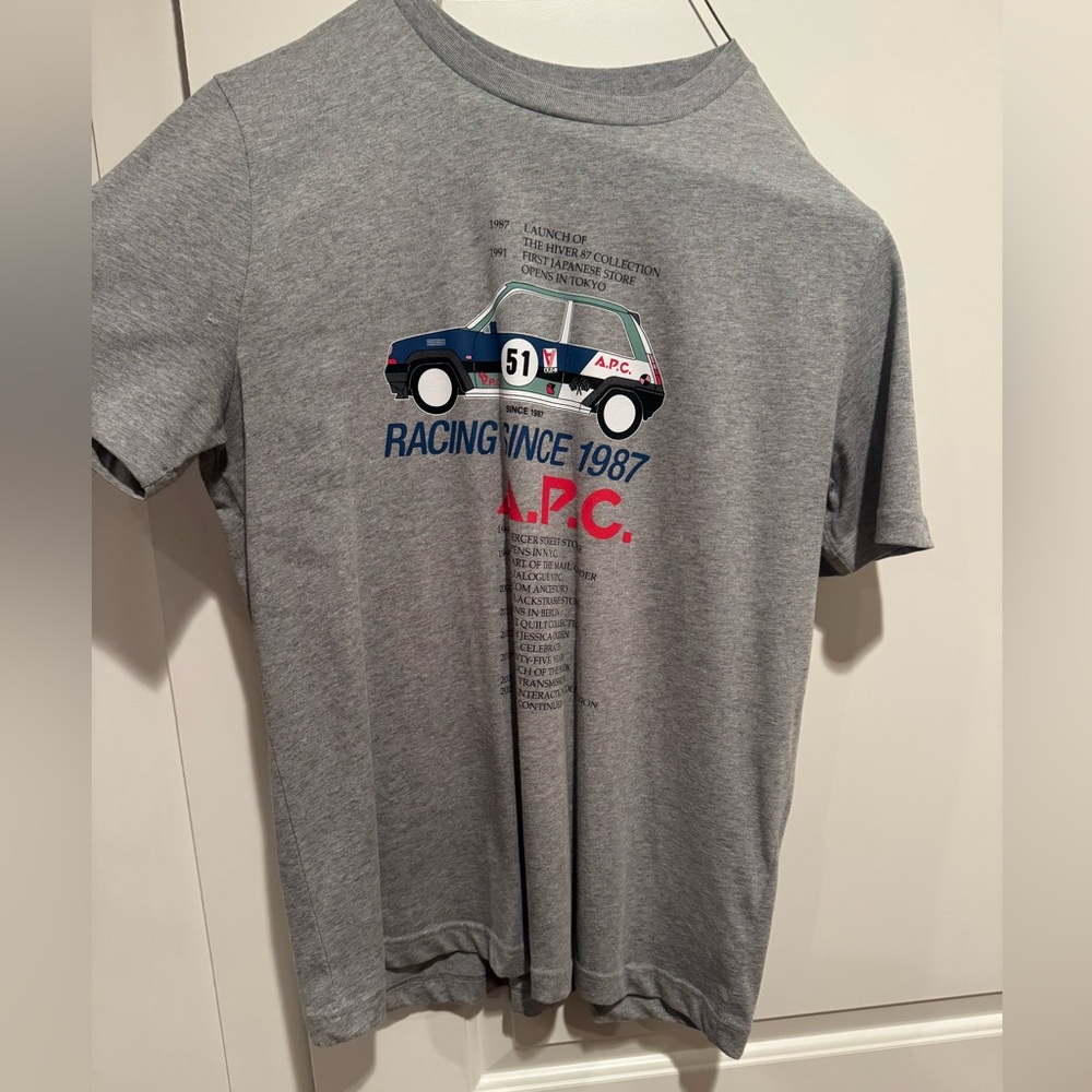 A.P.C. Gray Short Sleeve Tee with Graphic Design
